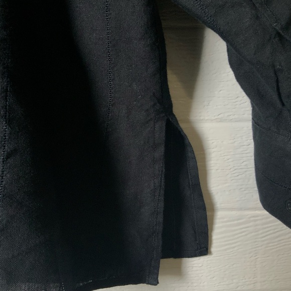 Talbot's Women’s Petites 16W Black Linen And Cotton 3/4 Sleeve Top - Picture 3 of 6